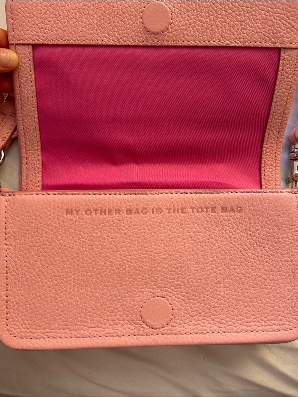 Marc Jacobs Pink Pebbled Leather Crossbody with Hot Pink Lining